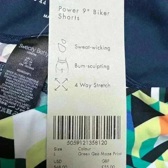 𝅺sweaty Betty Power High Waist Pocket Bike Shorts Size 12 - Picture 10 of 12